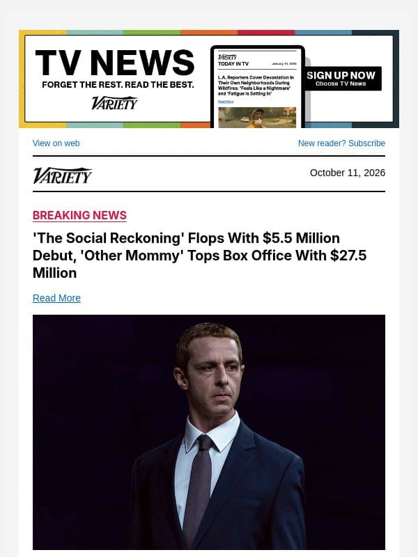 'The Social Reckoning' Flops With $5.5 Million Debut, 'Other Mommy' Tops Box Office With $27.5 Million email from Variety