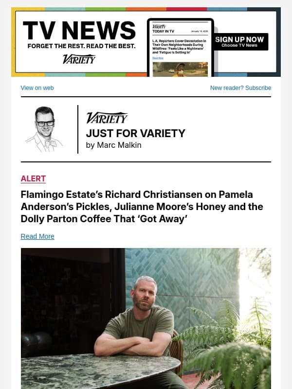 Flamingo Estate’s Richard Christiansen on Pamela Anderson’s Pickles, Julianne Moore’s Honey and the Dolly Parton Coffee That ‘Got Away’ email from Variety