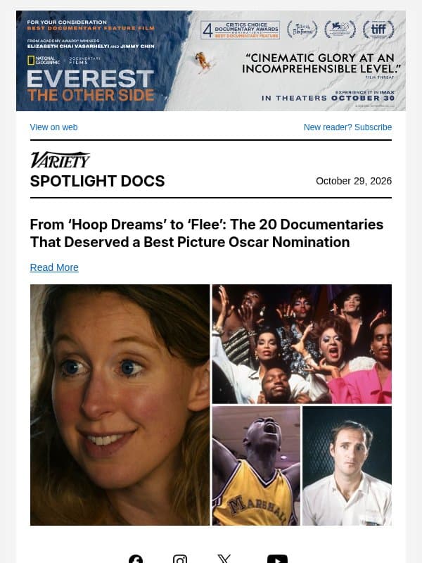 From ‘Hoop Dreams’ to ‘Flee’: The 20 Documentaries That Deserved a Best Picture Oscar Nomination email from Variety