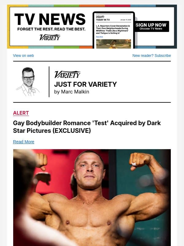 Gay Bodybuilder Romance 'Test' Acquired by Dark Star Pictures (EXCLUSIVE) email from Variety