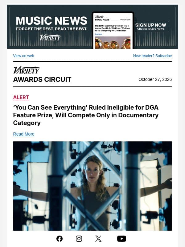 ‘You Can See Everything’ Ruled Ineligible for DGA Feature Prize, Will Compete Only in Documentary Category email from Variety