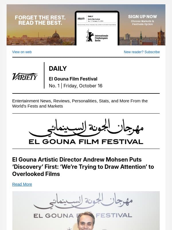 El Gouna Puts Discovery First; Amr Mansi on CineGouna; 10 Films to Track email from Variety