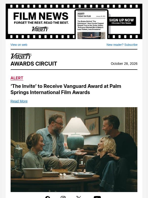 ‘The Invite’ to Receive Vanguard Award at Palm Springs International Film Awards email from Variety