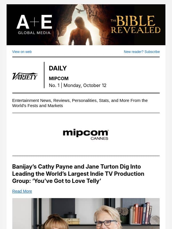 Inside the Banijay-All3 Merger; Netflix’s Bela Bajaria on Global Growth; Mipcom Hot Picks email from Variety