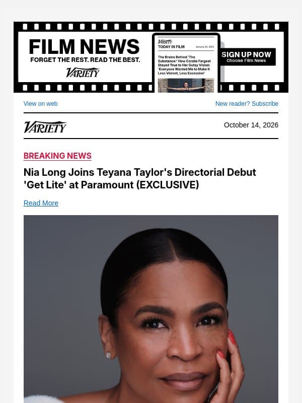 Nia Long Joins Teyana Taylor's Directorial Debut 'Get Lite' at Paramount (EXCLUSIVE) email from Variety
