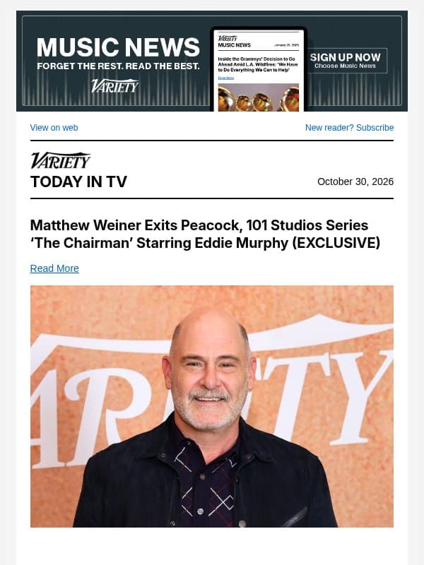 Matthew Weiner Exits 'The Chairman'; Amazon Content Spending Grows; How Patrick Stewart Changed Genre Acting email from Variety