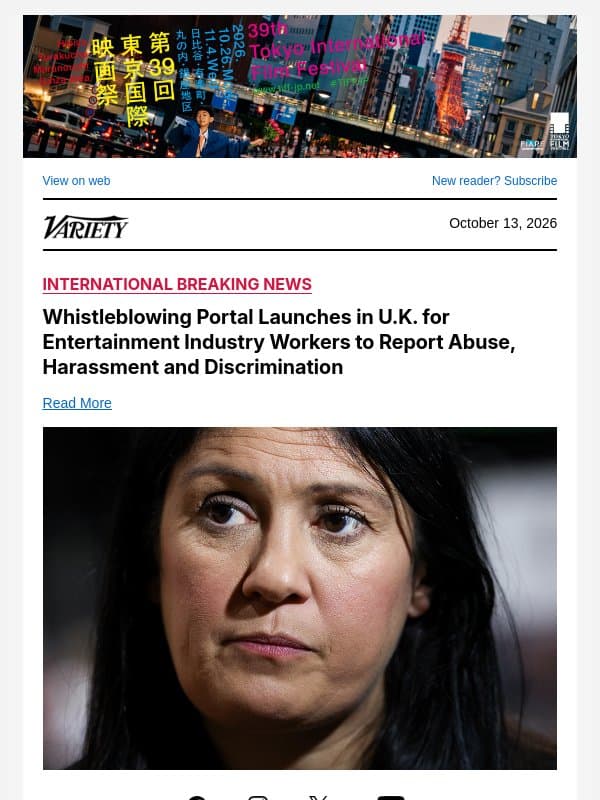 Whistleblowing Portal Launches in U.K. for Entertainment Industry Workers to Report Abuse, Harassment and Discrimination email from Variety