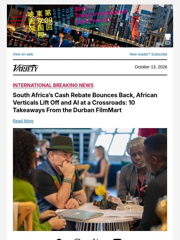 South Africa’s Cash Rebate Bounces Back, African Verticals Lift Off and AI at a Crossroads: 10 Takeaways From the Durban FilmMart email from Variety