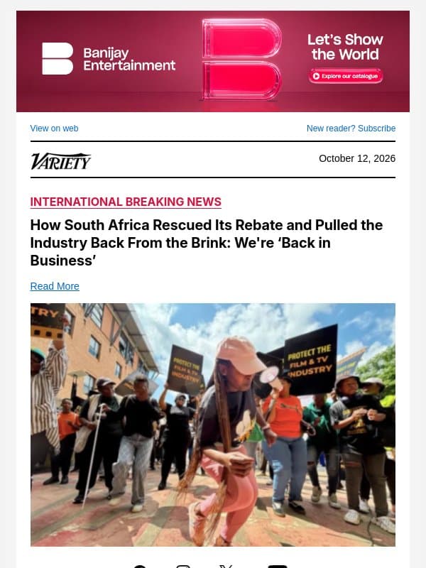 How South Africa Rescued Its Rebate and Pulled the Industry Back From the Brink: We're ‘Back in Business’ email from Variety