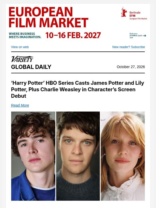 āHarry Potterā Adds to Cast; Meghan Markle Heads Down Under; David Bowie in Berlin email from Variety