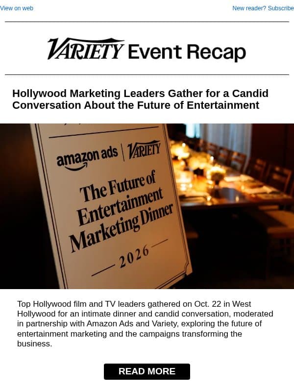 Go Inside Amazon Ads & Variety's The Future of Entertainment Marketing Dinner email from Variety