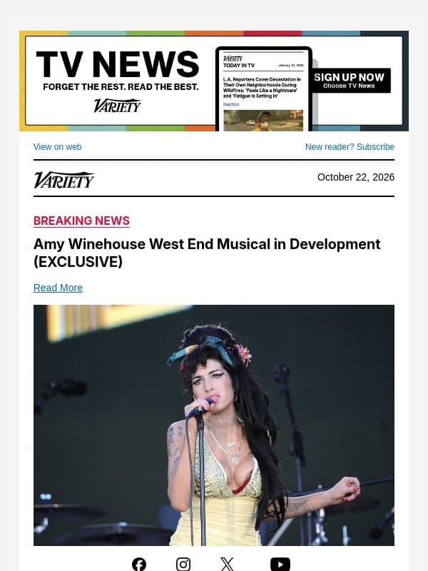 Amy Winehouse West End Musical in Development (EXCLUSIVE) email from Variety