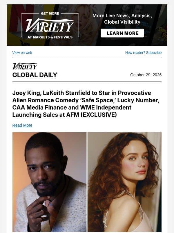 Joey King and LaKeith Stanfield Team; Russell Brand's Wife Testifies; Elke Sommer Dies email from Variety