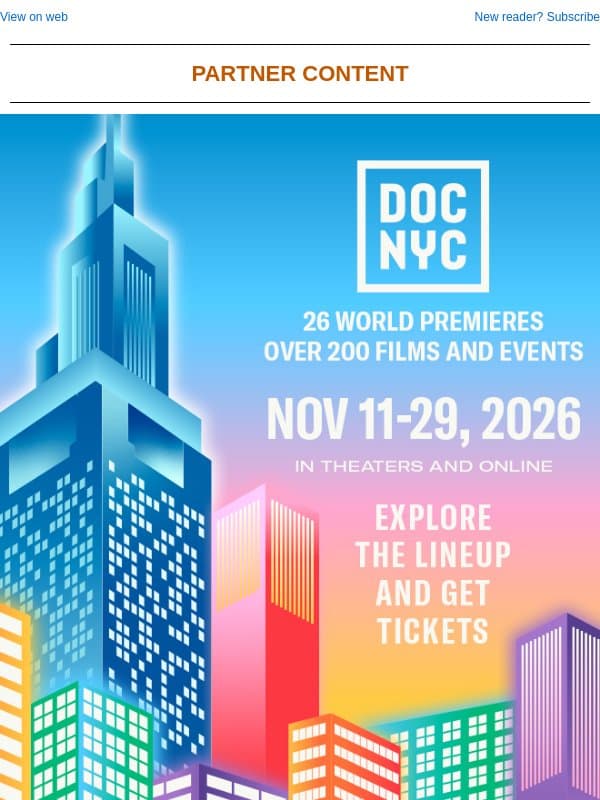 DOC NYC, the festival for documentaries, starts November 11 with over 200 films and events and 26 World Premieres! email from Variety