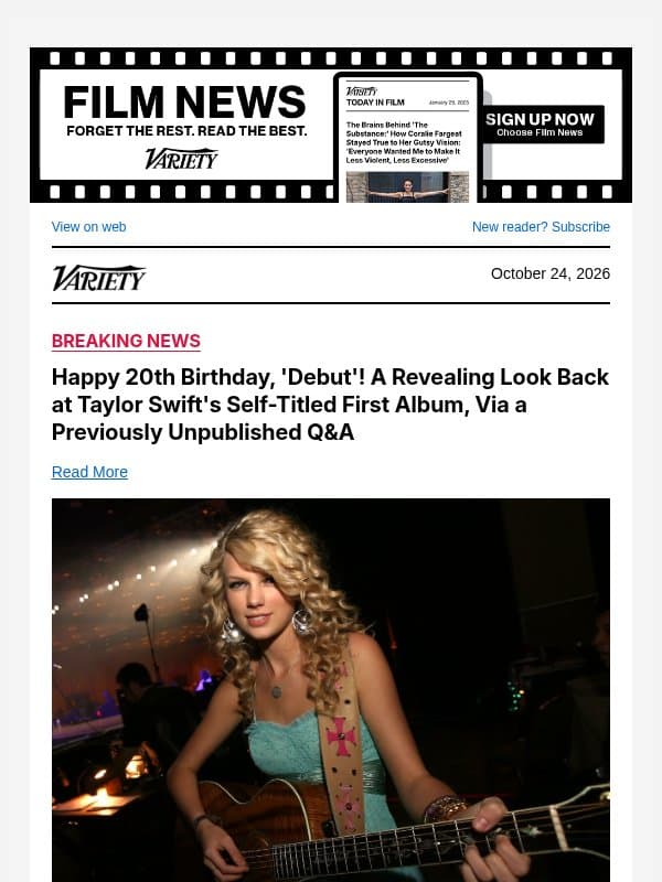 Happy 20th Birthday, 'Debut'! A Revealing Look Back at Taylor Swift's Self-Titled First Album, Via a Previously Unpublished Q&A email from Variety