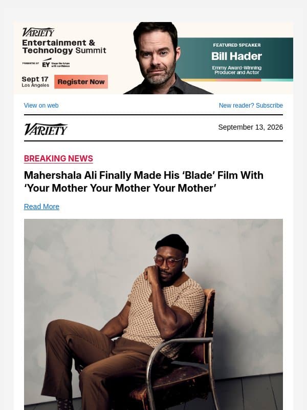 Mahershala Ali Finally Made His ‘Blade’ Film With ‘Your Mother Your Mother Your Mother’ email from Variety