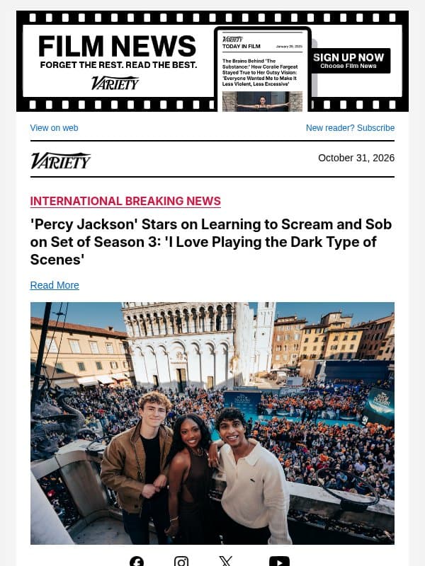 'Percy Jackson' Stars on Learning to Scream and Sob on Set of Season 3: 'I Love Playing the Dark Type of Scenes' email from Variety