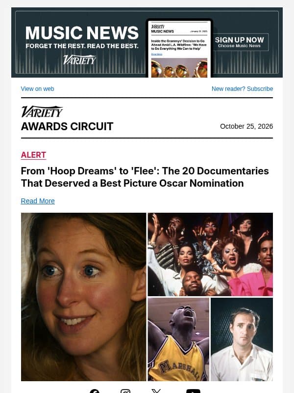 From 'Hoop Dreams' to 'Flee': The 20 Documentaries That Deserved a Best Picture Oscar Nomination email from Variety