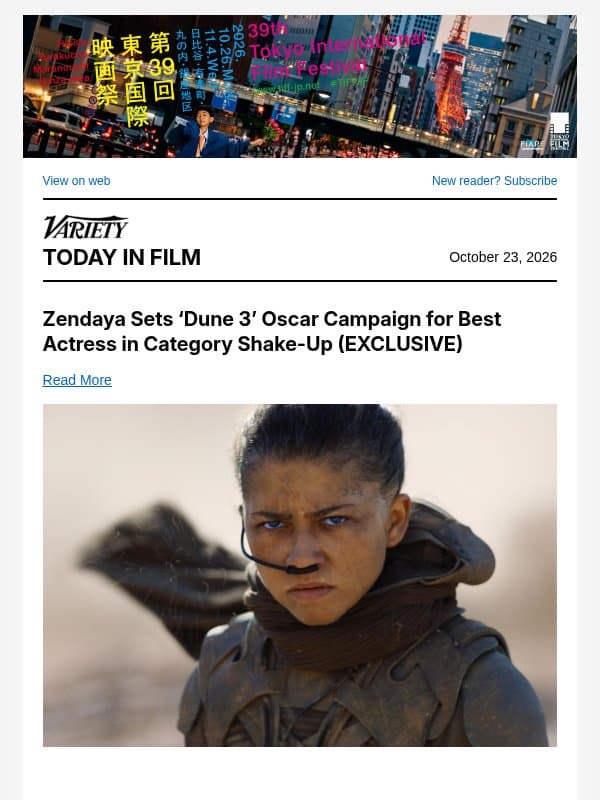 Zendaya's 'Dune 3' Oscar Campaign; French Protests Keep Industry on Alert; 'YCSE' International Rollout email from Variety