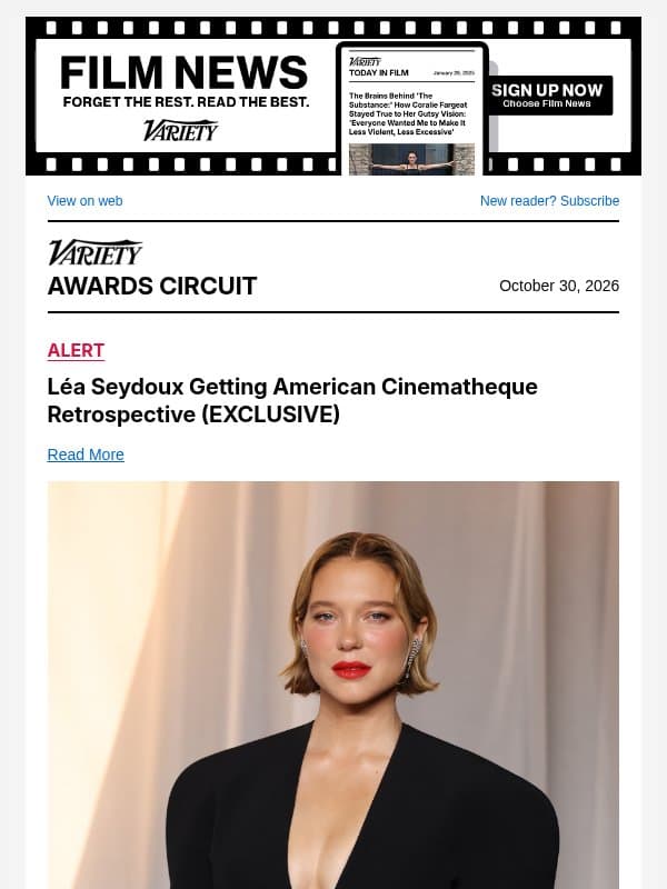 Léa Seydoux Getting American Cinematheque Retrospective (EXCLUSIVE) email from Variety