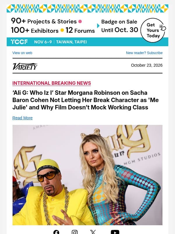 ‘Ali G: Who Iz I’ Star Morgana Robinson on Sacha Baron Cohen Not Letting Her Break Character as 'Me Julie' and Why Film Doesn’t Mock Working Class email from Variety