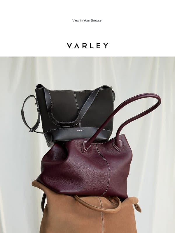 Meet the new leather bag collection email from Varley