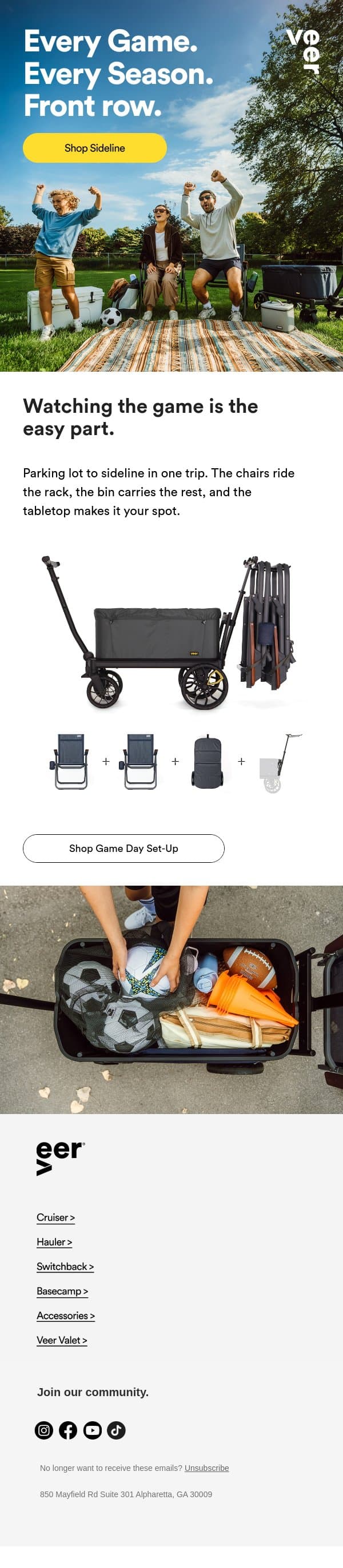 Introducing the Veer Sideline Collection email from Veer Cruiser screenshot