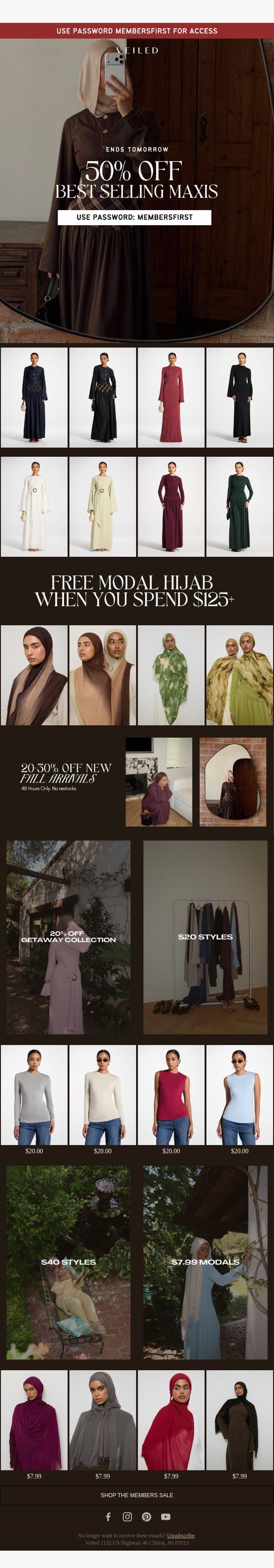50% off our best maxis email from Veiled Collection screenshot
