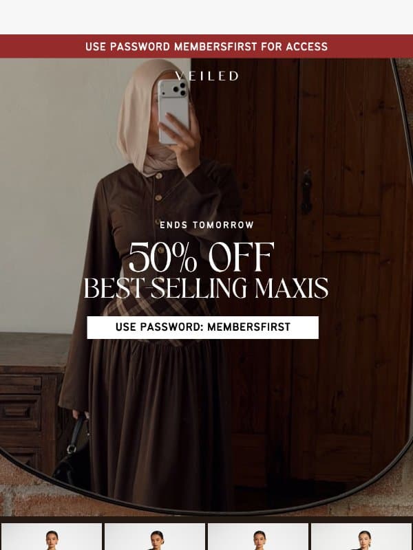 50% off our best maxis email from Veiled Collection