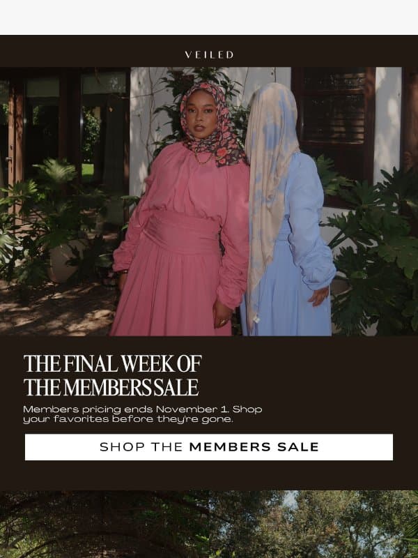 Final Week of Members Sale ⌛ email from Veiled Collection