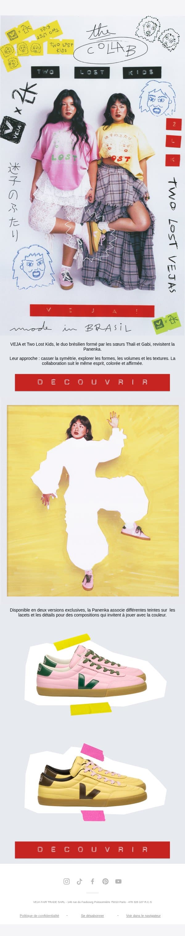 VEJA x TWO LOST KIDS email from Veja screenshot