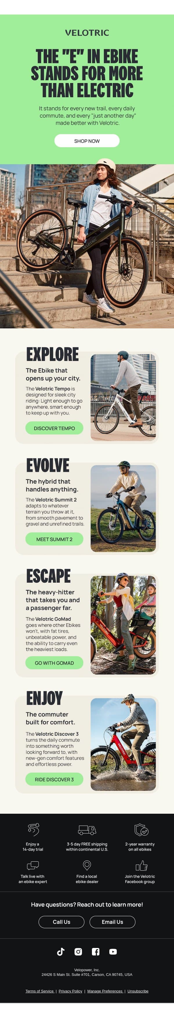 We Gave the "E" in Ebike a New Meaning email from Velotric screenshot