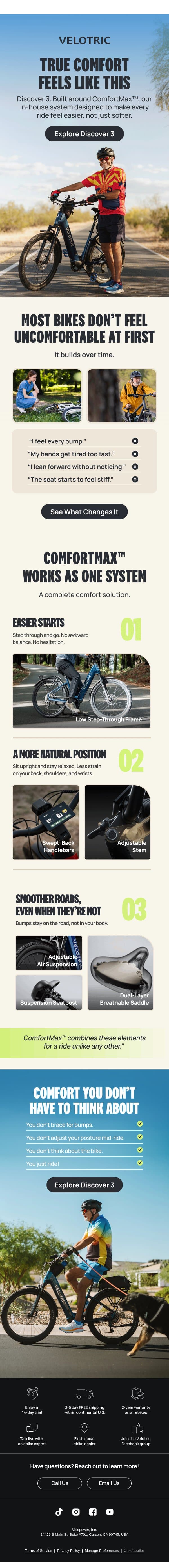 As comfy as it gets? We think so. email from Velotric screenshot