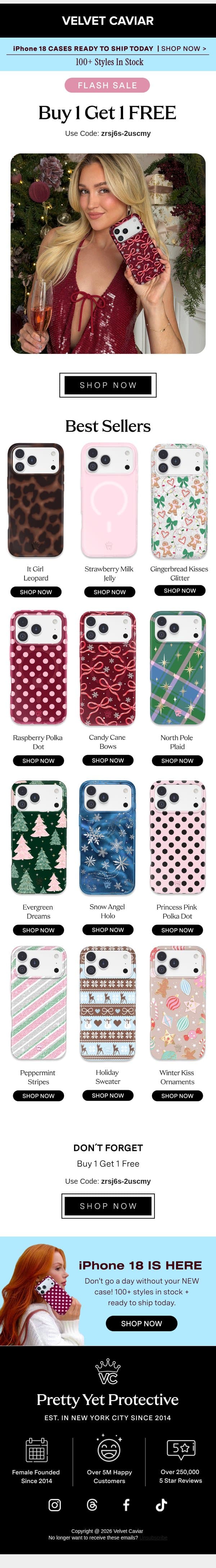 Buy 1 Get 1 FREE - 24 Hours Only! email from Velvet Caviar screenshot