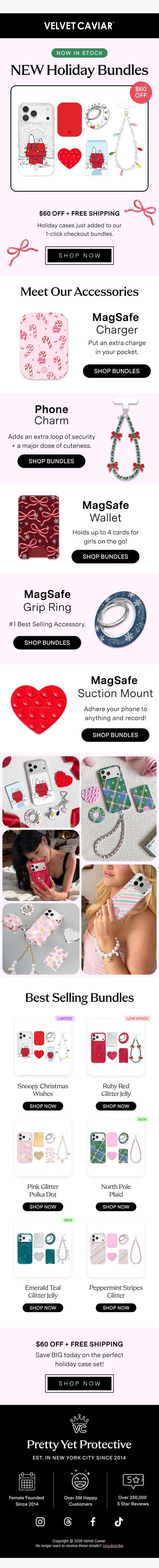 JUST IN! Holiday Bundle Sets ππ email from Velvet Caviar screenshot