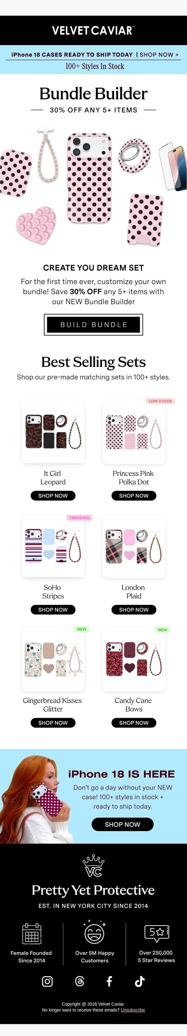 30% OFF Your Phone Case Set ✨💕 email from Velvet Caviar screenshot