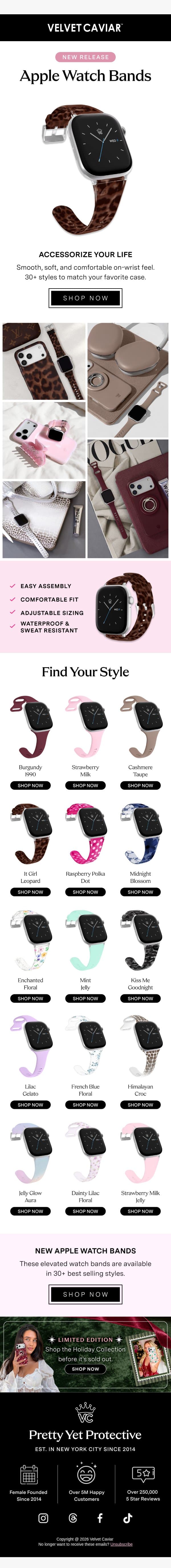 NEW DROP ⌚ Apple Watch Bands email from Velvet Caviar screenshot