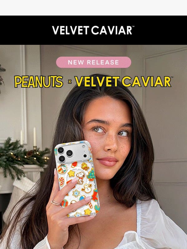 SURPRISE DROP 🐾🎄 Snoopy Holiday email from Velvet Caviar