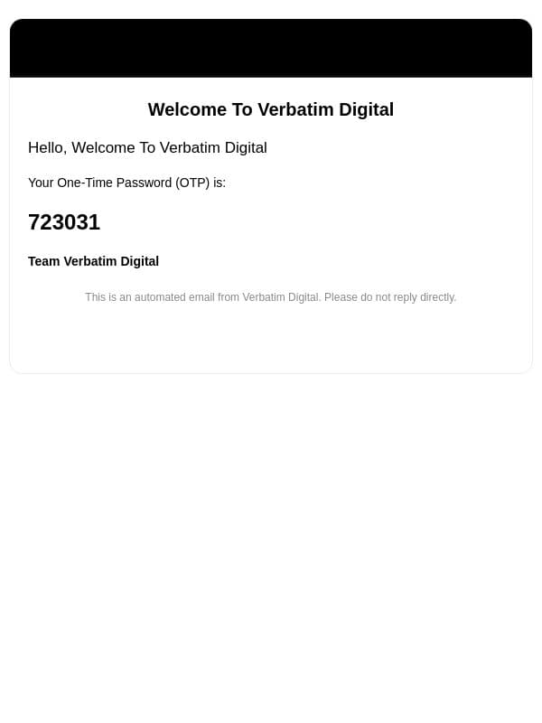 Verify Your Email email from Verbatim Digital
