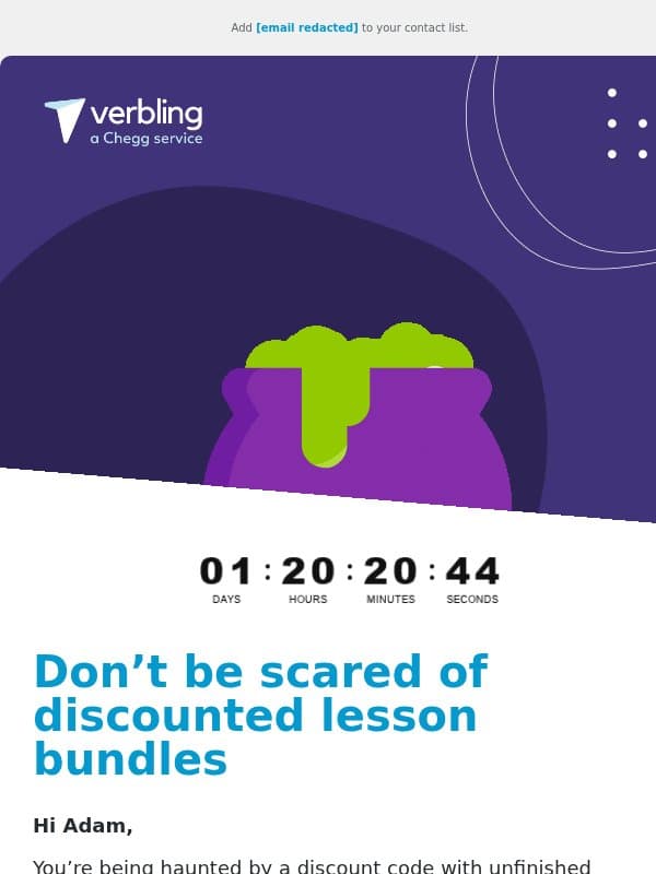 Don’t wait – your Halloween treat ends soon 🎃 email from Verbling