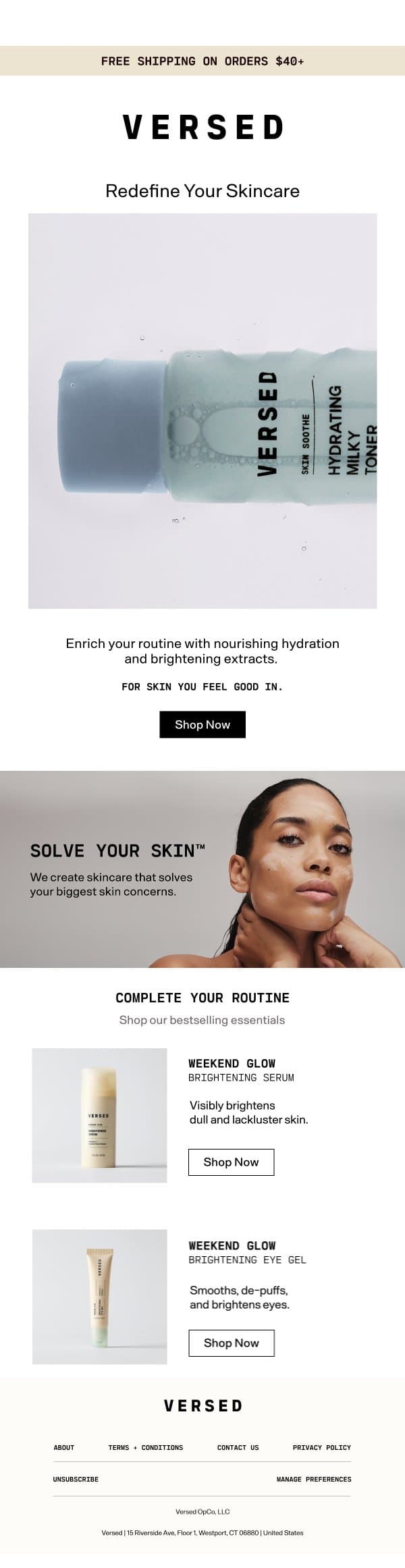 For Skin You Feel Good In email from Versed screenshot
