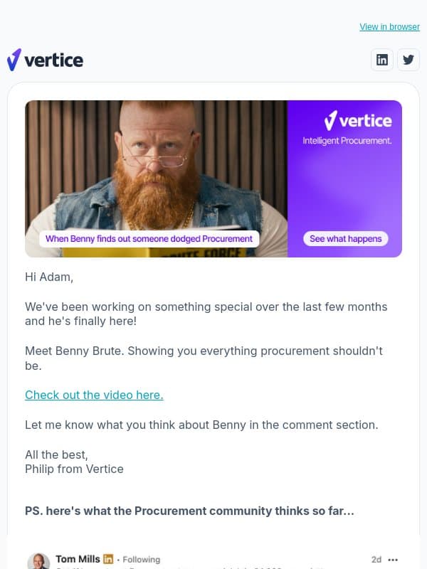 Have you met Benny Brute? email from Vertice