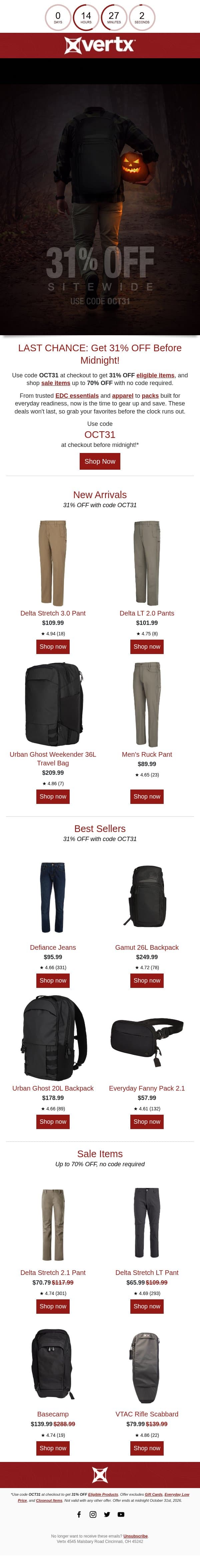 LAST CHANCE: Get 31% OFF Before Midnight! email from Vertx screenshot