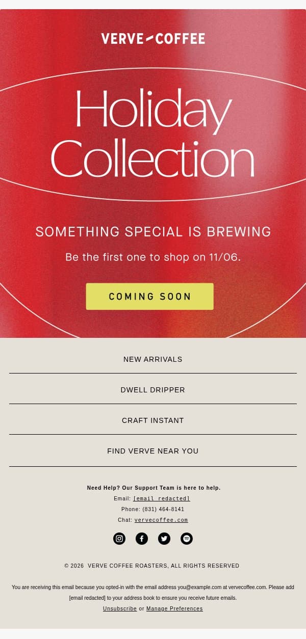 The best part of the season is almost here ❄️ email from Verve Coffee Roasters screenshot
