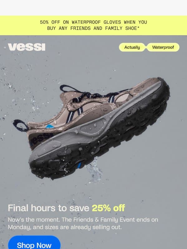 💧Your size might not be there tomorrow email from Vessi