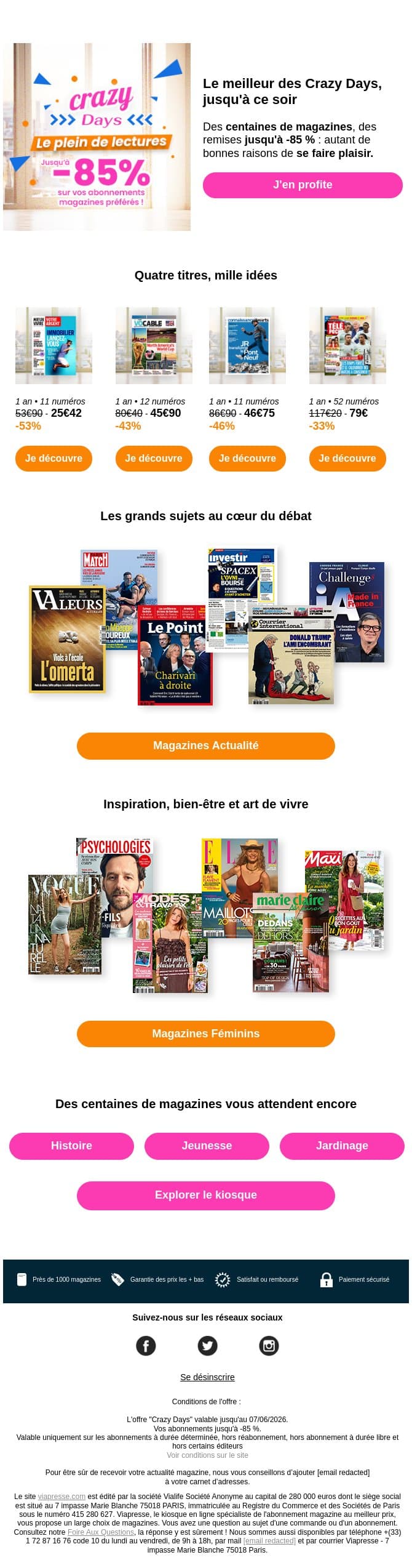 π Crazy Days : le grand final email from Viapresse screenshot