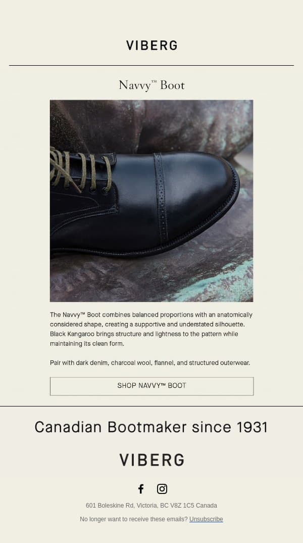 Navvy™ Boot - Black Kangaroo email from Viberg Boot screenshot