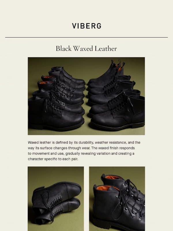 Black Waxed Leather email from Viberg Boot