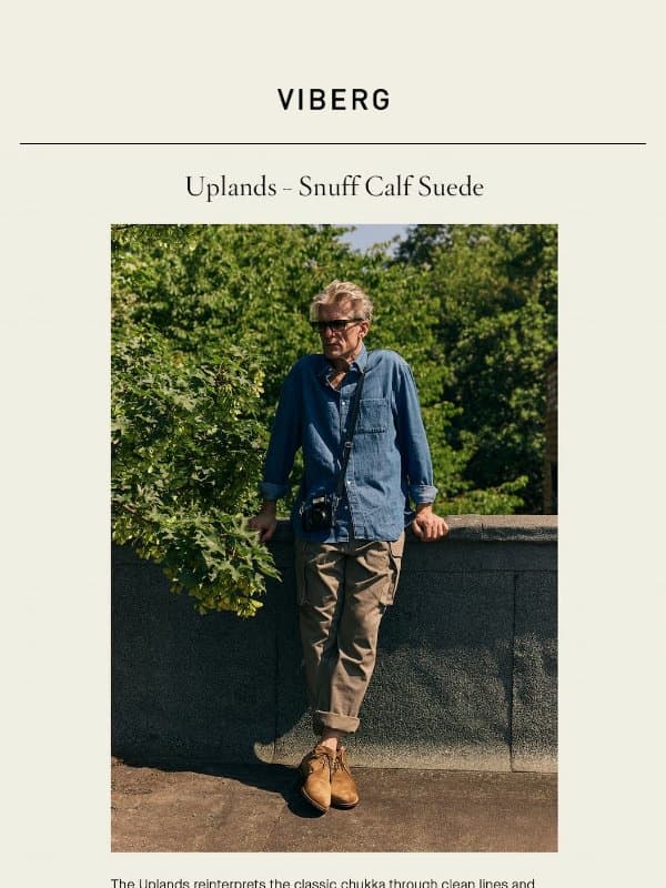 Uplands - Snuff Calf Suede email from Viberg Boot
