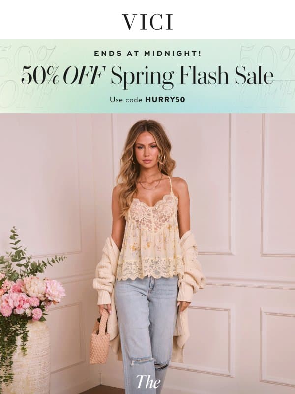 Just In! The Darling Edit: Lace & Yellow + 50% Off Flash Sale Is ON email from Vici